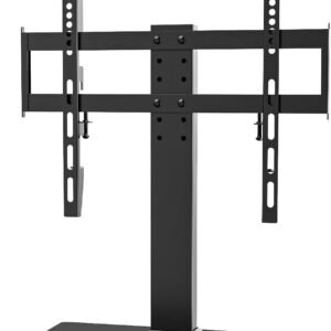 Universal TV Stand - Table Top TV Stand for 27-60 inch LCD LED TVs - 6 Level Height Adjustable TV Base Stand with Tempered Glass Base & Wire Management, VESA 400x400mm Universal TV Stand - Table Top TV Stand for 27-60 inch LCD LED TVs - 6 Level Height Adjustable TV Base Stand with Tempered Glass Base & Wire Management, VESA 400x400mm