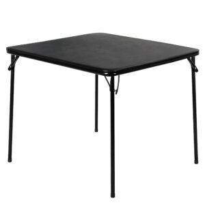VECELO 34'' Folding Table with Black PU Padded Tabletop, Portable Multifunctional for Indoor/Outdoor, Home, Parties, Picnics, and Games, 1 Piece VECELO 34'' Folding Table with Black PU Padded Tabletop, Portable Multifunctional for Indoor/Outdoor, Home, Parties, Picnics, and Games, 1 Piece