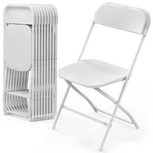 VINGLI 10 Pack White Plastic Folding Chair, Indoor Outdoor Portable Stackable Commercial Seat with Steel Frame 350lb. Capacity for Events Office Wedding Party Picnic Kitchen Dining VINGLI 10 Pack White Plastic Folding Chair, Indoor Outdoor Portable Stackable Commercial Seat with Steel Frame 350lb. Capacity for Events Office Wedding Party Picnic Kitchen Dining