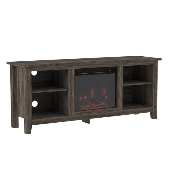 Walker Edison Wren Classic 4 Cubby Fireplace TV Stand for TVs up to 65 Inches, 58 Inch, Charcoal Walker Edison Wren Classic 4 Cubby Fireplace TV Stand for TVs up to 65 Inches, 58 Inch, Charcoal