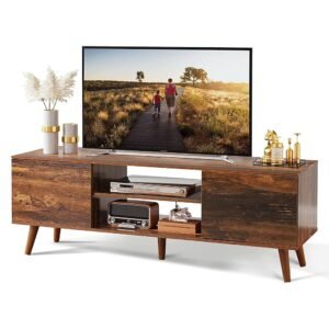 WLIVE TV Stand for 55 60 inch TV, Mid Century Modern TV Console, Entertainment Center with Storage for Living Room, Retro Brown WLIVE TV Stand for 55 60 inch TV, Mid Century Modern TV Console, Entertainment Center with Storage for Living Room, Retro Brown
