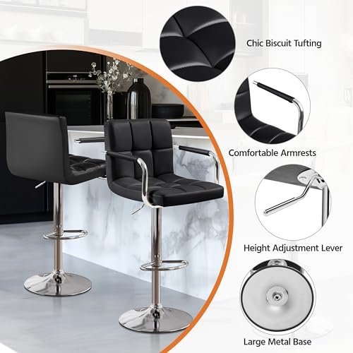 Yaheetech Bar Stools Set Review Stylish Adjustable PU Leather Kitchen Chairs