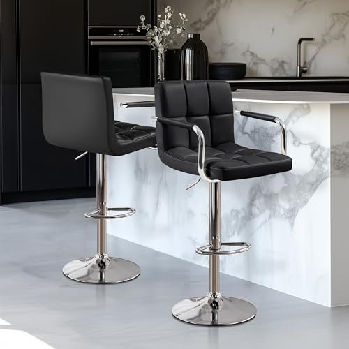 Yaheetech Bar Stools Set Review Stylish Adjustable PU Leather Kitchen Chairs