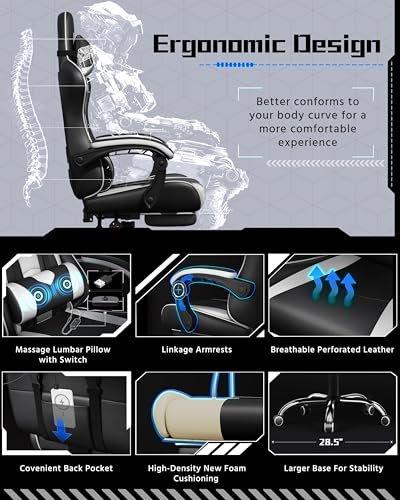 Yaheetech Charles Gaming Chair Review Ergonomic Comfort with Massage Lumbar and Footrest Features