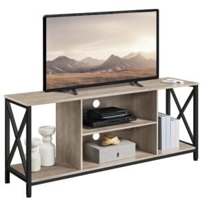 Yaheetech TV Stand for TVs up to 65 Inch, 55 Inch Entertainment Center with Storage, Wood TV Console with Shelves for Living Room, Gray Yaheetech TV Stand for TVs up to 65 Inch, 55 Inch Entertainment Center with Storage, Wood TV Console with Shelves for Living Room, Gray