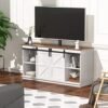 YESHOMY Farmhouse TV Stand Review for Large Milk White Entertainment Centers