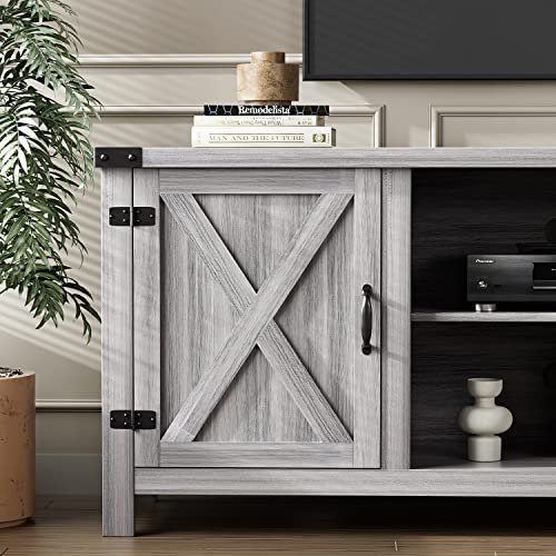 YESHOMY Modern Farmhouse TV Stand Review Large Storage Gray Wash Design