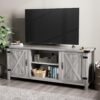YESHOMY Modern Farmhouse TV Stand with Two Barn Doors and Storage Cabinets for Televisions up to 65+ Inch, Entertainment Center Console Table, Media Furniture for Living Room,...